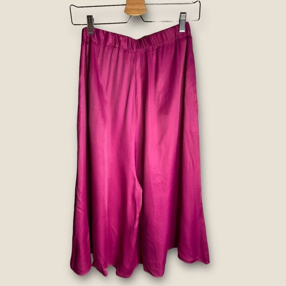 Anthropologie Silky Wide Leg Culottes Pants Cropped Hot Pink Barbie core new - Picture 4 of 12